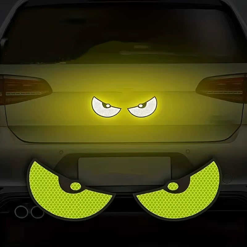 2Pcs Car Demon Eye Reflective Stickers Motorcycle Improve Vehicle Visibility at Night and Driving Safety