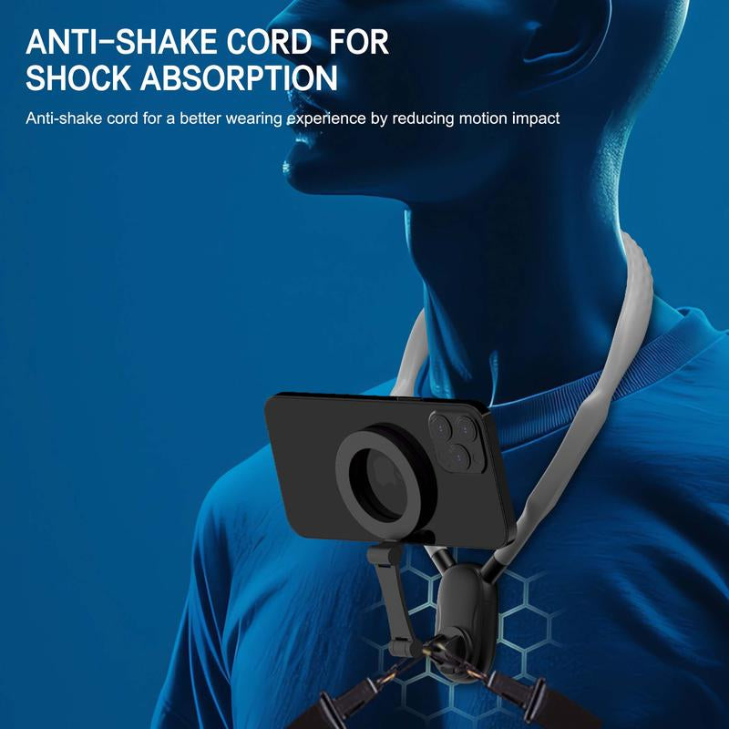 Magnetic Neck Mount for Phones - Hands-Free Pov/Vlog Holder, Chest Strap for Iphone 16 15 14 13, Android, Action Cameras, and Smartphone Accessories