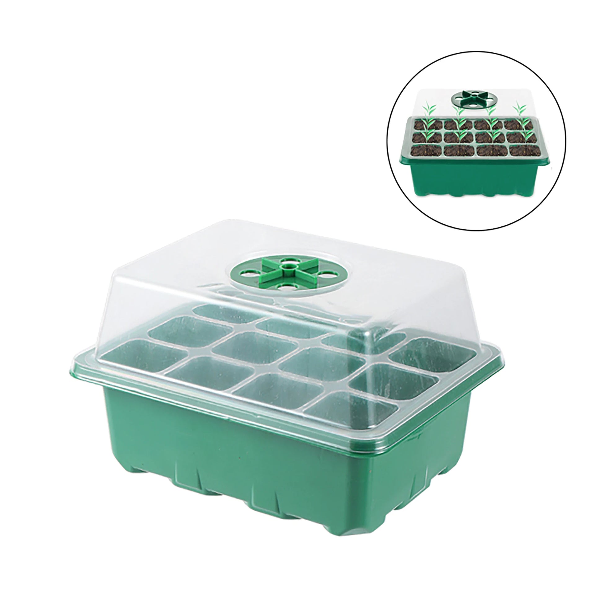 Gardening 12 Cell Cultivation Box with Breathable Clear Cover Growing Light Vegetable Succulent Seedling Germination Nursery Pot