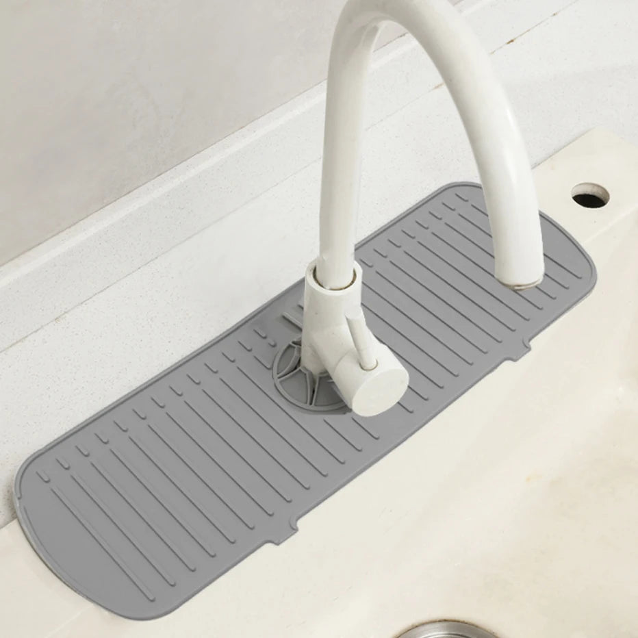 Kitchen Silicone Faucet Mat Water Ripples Faucet Water Catcher Mat Large Sink Splash Pad Countertop Protector Bathroom