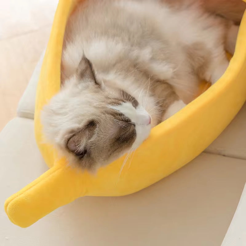 Banana Cat Bed House Funny Cute Cozy Cat Mat Beds Warm Durable Portable Pet Basket Kennel Dog Cushion Cat Supplies Multicolor