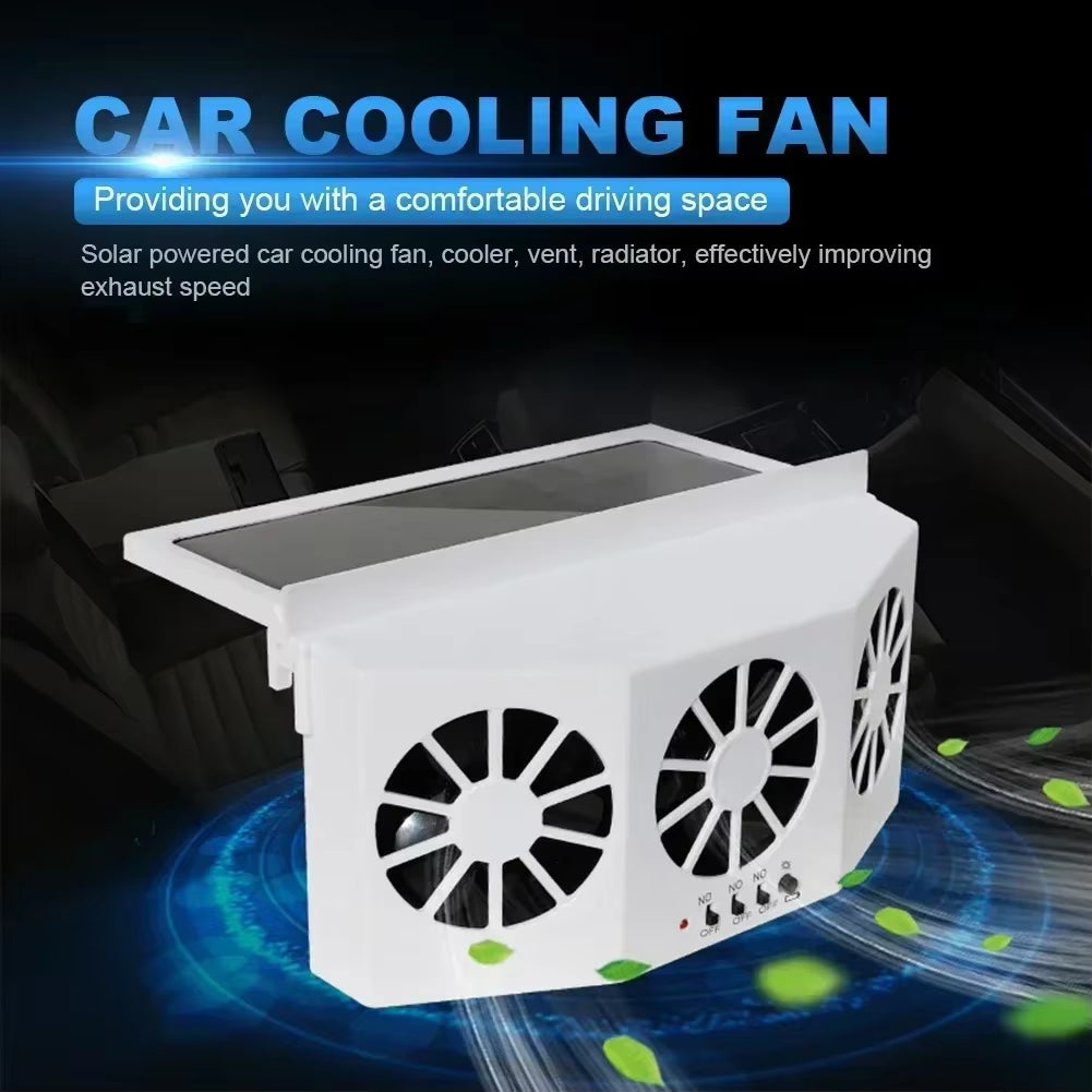 Solar Car Fan USB Rechargeable Exhaust Fan Air Circulation Cooling and Heat Dissipation High Wind Power 2/3 Head Ventilation Fan