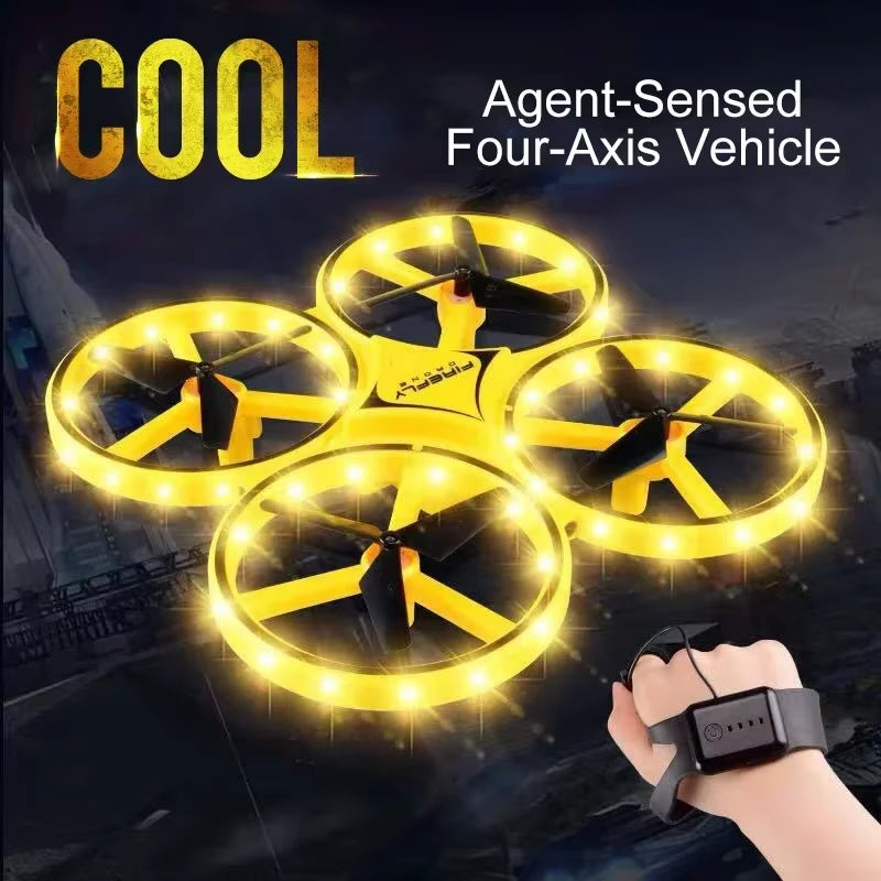 UFO RC Mini Quadcopter Induction Drone Smart Watch Remote Sensing Gesture Aircraft Hand Control Drone Altitude Hold Kids