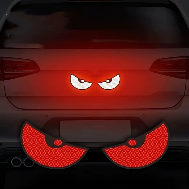 2Pcs Car Demon Eye Reflective Stickers Motorcycle Improve Vehicle Visibility at Night and Driving Safety