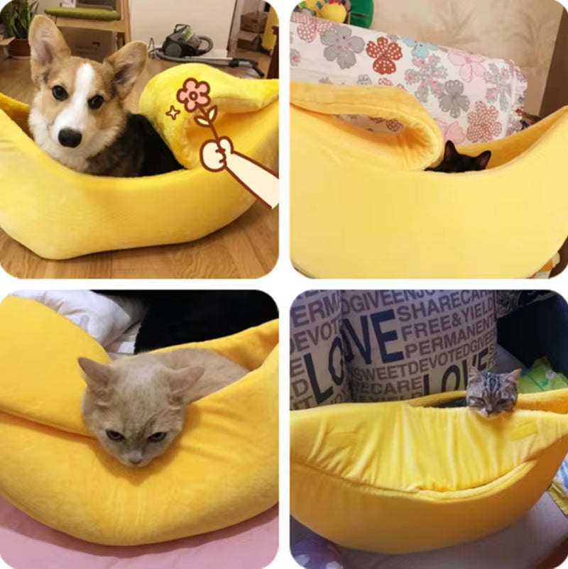 Banana Cat Bed House Funny Cute Cozy Cat Mat Beds Warm Durable Portable Pet Basket Kennel Dog Cushion Cat Supplies Multicolor