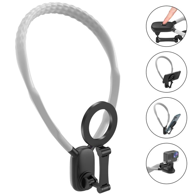 Magnetic Neck Mount for Phones - Hands-Free Pov/Vlog Holder, Chest Strap for Iphone 16 15 14 13, Android, Action Cameras, and Smartphone Accessories