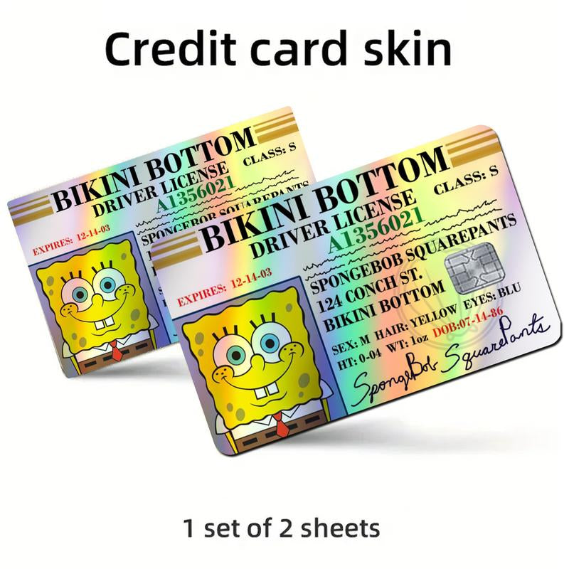 2Pcs Spongebob Debit Card Skin Cover Sticker Skin , Credit Card Skin Cover Card Stickers for Debit Cards Funny Debit Pop Ebt Springtok