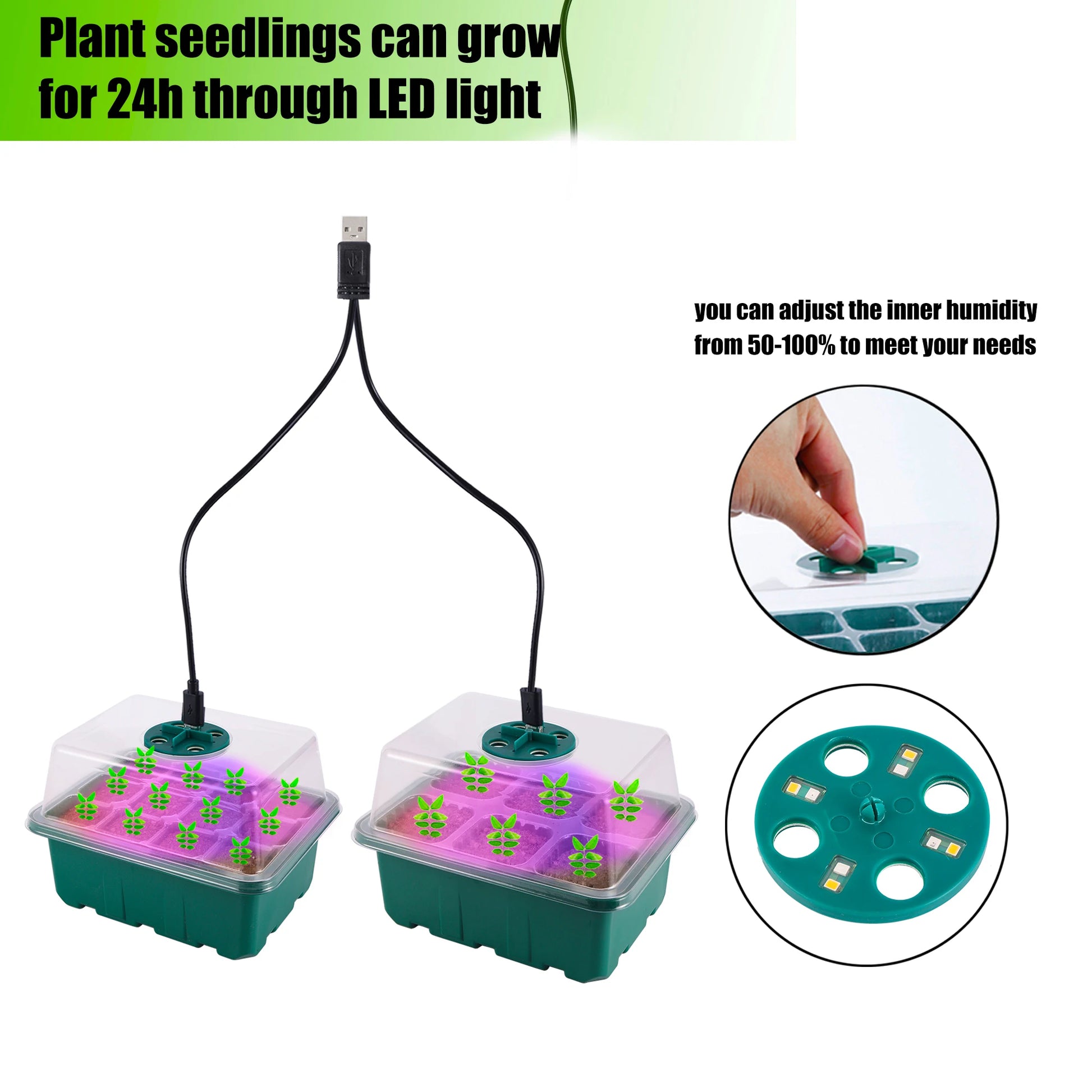 Gardening 12 Cell Cultivation Box with Breathable Clear Cover Growing Light Vegetable Succulent Seedling Germination Nursery Pot