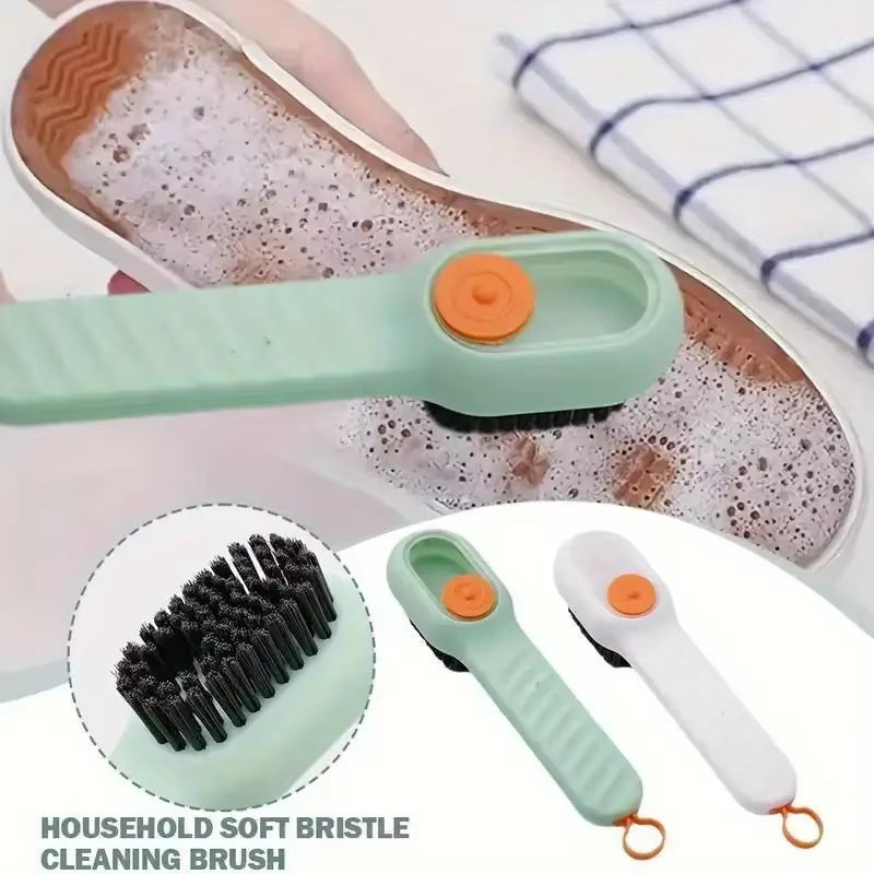 1Pc Multi-Function Automatic Spot Shoe Brush Soft Hair Hand Pressure Hanging Hole Suitable for Clothing Carpet Plastic Handles