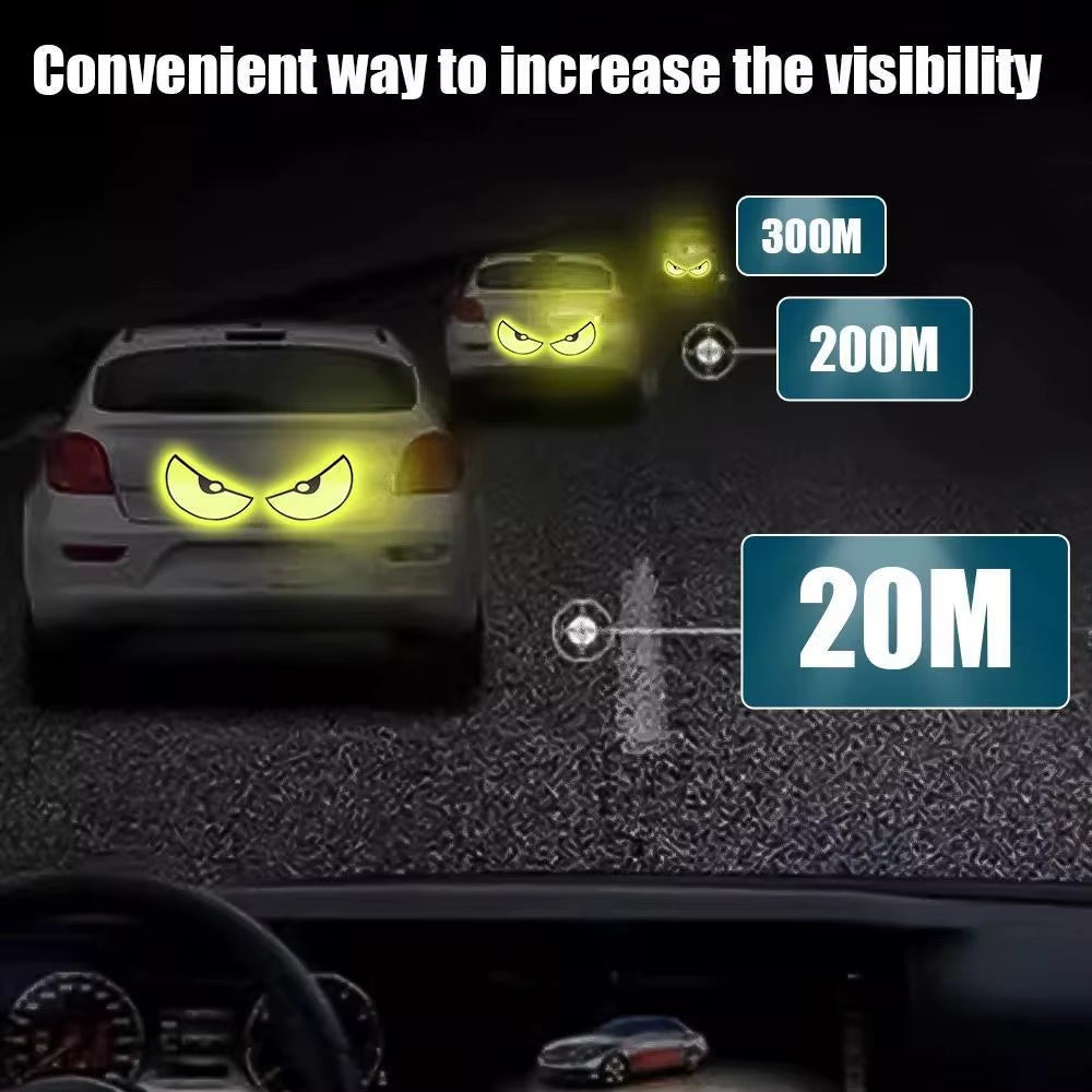 2Pcs Car Demon Eye Reflective Stickers Motorcycle Improve Vehicle Visibility at Night and Driving Safety